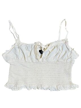Forever 21 Small Cream Smocked Cami Top with Ruffle Trim